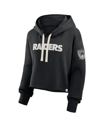 Fanatics Women's Black Las Vegas Raiders Oversized Hometown Heritage Cropped Hoodie In Blue
