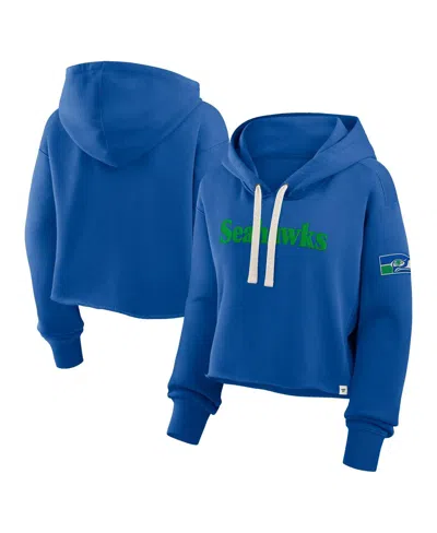 Fanatics Women's Royal Seattle Seahawks Oversized Hometown Heritage Cropped Hoodie In Blue