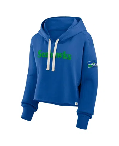 Fanatics Women's Royal Seattle Seahawks Oversized Hometown Heritage Cropped Hoodie In Blue