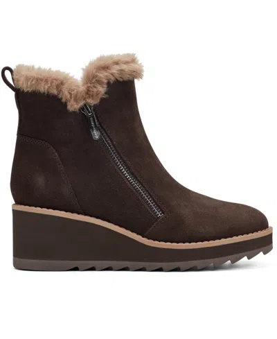 Easy Spirit Women's Jane Round Toe Wedge Booties In Brown