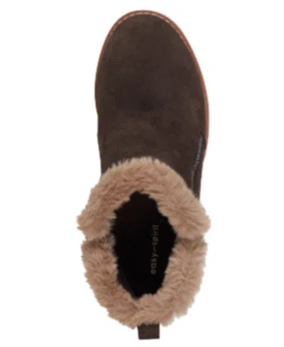 Easy Spirit Women's Jane Round Toe Wedge Booties In Brown