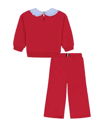 Tommy Hilfiger Baby Girls 2-piece Fleece Top And Pants Set In Red