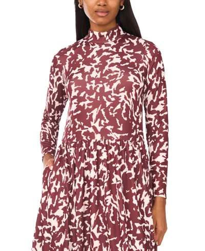Parker Women's Printed Mock Neck Maxi Dress In Burgundy