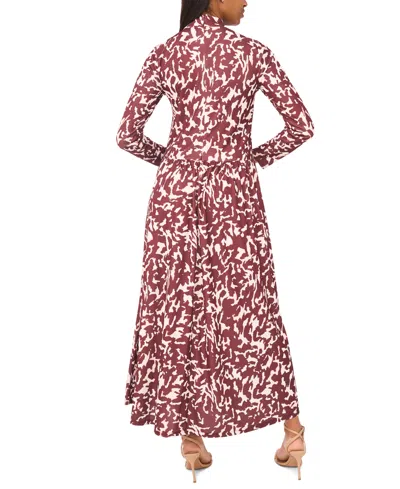 Parker Women's Printed Mock Neck Maxi Dress In Burgundy