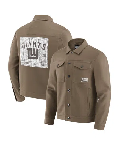 Fanatics Men'stan New York Giants Trucker Full-button Jacket In Brown