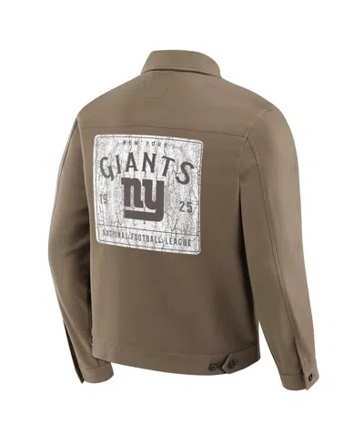 Fanatics Men'stan New York Giants Trucker Full-button Jacket In Brown