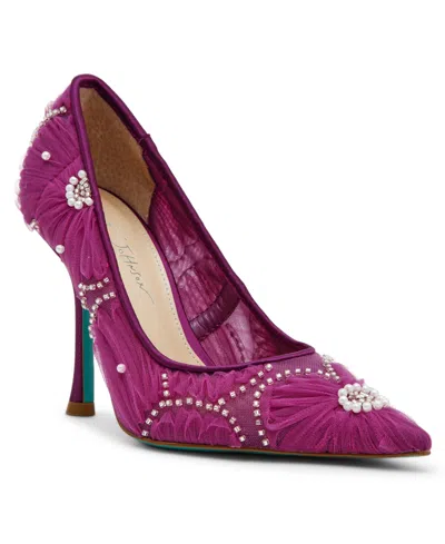 Betsey Johnson Women's Roxie Tulle Floral Applique Pumps In Pink