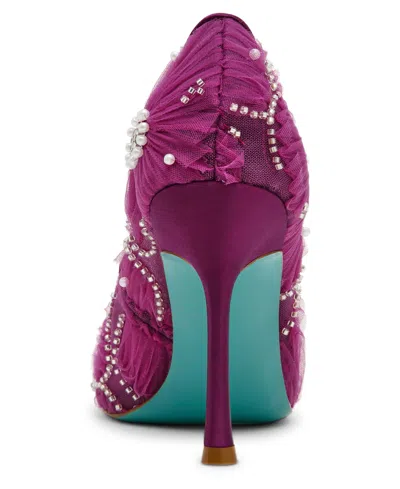 Betsey Johnson Women's Roxie Tulle Floral Applique Pumps In Pink