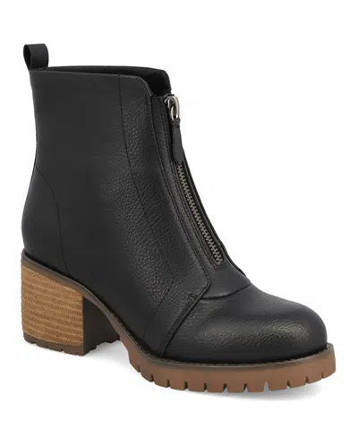 Mia Women's Fabiola Front Zip Stacked Heel Ankle Booties In Animal Print