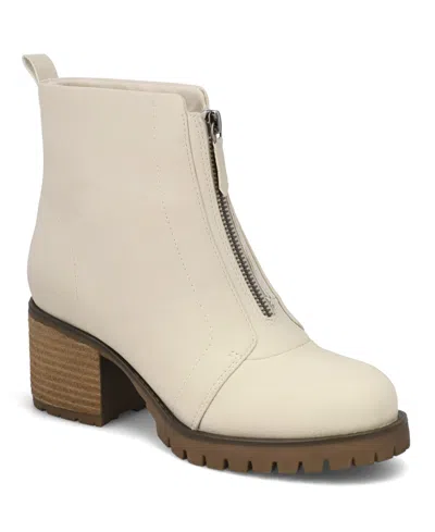 Mia Women's Fabiola Front Zip Stacked Heel Ankle Booties In Animal Print