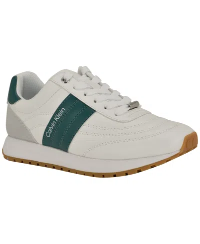 Calvin Klein Women's Tatyann Retro Lace-up Sneakers In White
