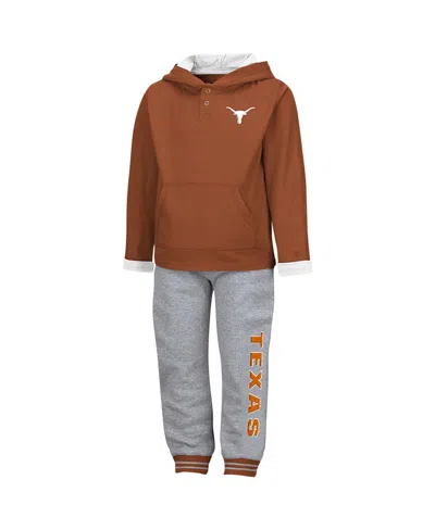 Colosseum Toddler 2-piece Texas Orange/heather Gray Texas Longhorns Poppies Hoodie And Sweatpants Set In Brown