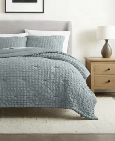 Ienjoy Home Textured Seersucker Box 3-pc. Comforter Set, Full/queen In Blue