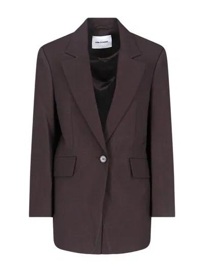Low Classic Tailored Blazer With Notch Lapel And Pockets In Brown