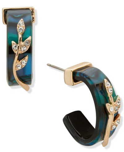 Lonna & Lilly Pave Branch Hoop Earrings In Multi