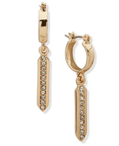 Karl Lagerfeld Glass Stone Pave Bar Drop Earrings In Gold