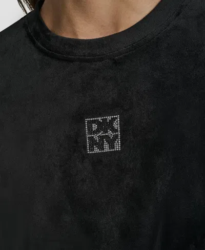 Dkny Rhinestone Logo Sweatshirt In Black