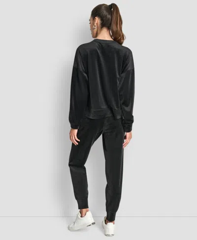 Dkny Rhinestone Logo Sweatshirt In Black