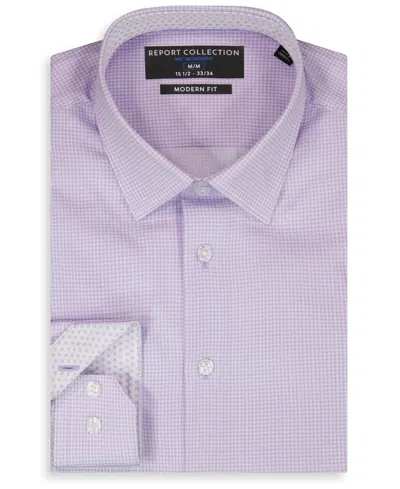 Report Collection Solid Slim Fit Stretch Dress Shirt In Purple