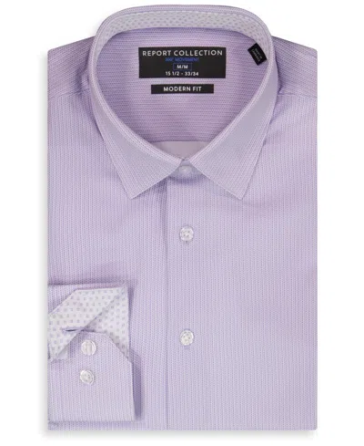 Report Collection Solid Slim Fit Stretch Dress Shirt In Purple