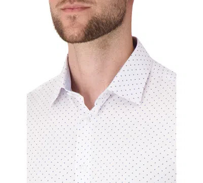 Report Collection Dot Print Slim Fit Stretch Dress Shirt In White