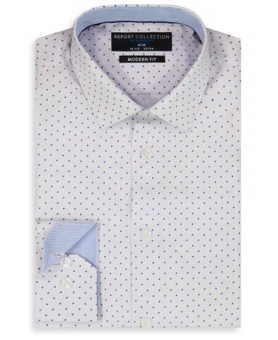 Report Collection Dot Print Slim Fit Stretch Dress Shirt In White