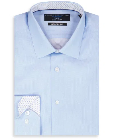 Report Collection Geometric Print Slim Fit Stretch Dress Shirt In Blue