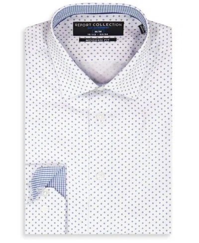 Report Collection Dot Print Slim Fit Stretch Dress Shirt In White