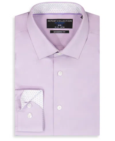 Report Collection Solid Slim Fit Stretch Dress Shirt In Purple