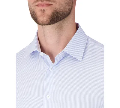 Report Collection Geometric Print Slim Fit Stretch Dress Shirt In Blue