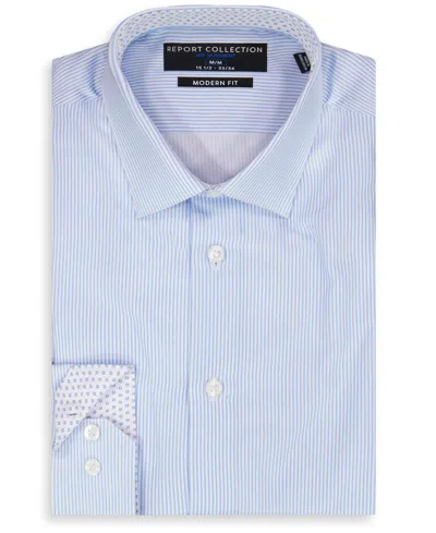 Report Collection Geometric Print Slim Fit Stretch Dress Shirt In Blue