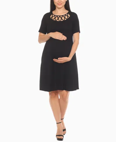 White Mark Women's Criss Cross Neckline A-line Dress In Black