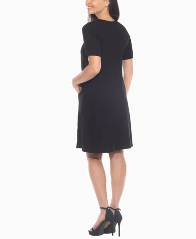 White Mark Women's Criss Cross Neckline A-line Dress In Black