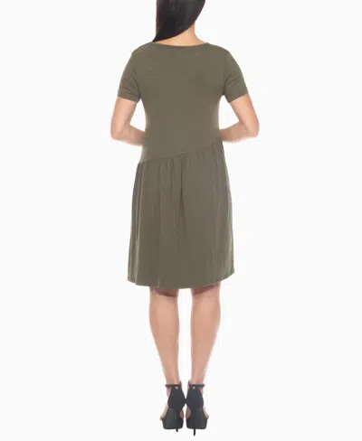 White Mark Womens Short Sleeve Swing Dresses In Green