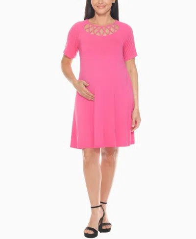 White Mark Women's Crisscross Neckline Maternity Dress In Pink