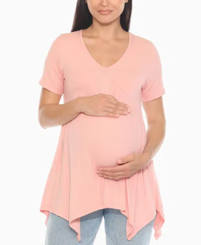 White Mark Women's Shirred Maternity Top In Pink