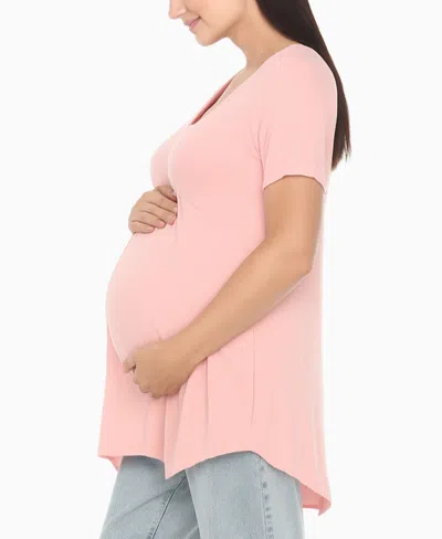 White Mark Women's Shirred Maternity Top In Pink