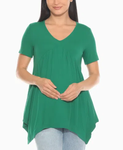 White Mark Plus Size Short Sleeve Shirred Front Knit Top In Multi