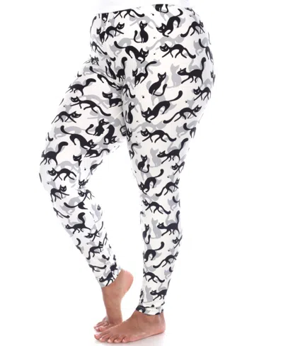 White Mark Plus Size Cat Print Legging Pants, 2-pack In Multi