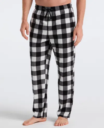 Perry Ellis Portfolio Men's Fleece Buffalo Plaid Print Sleep Pants In Black