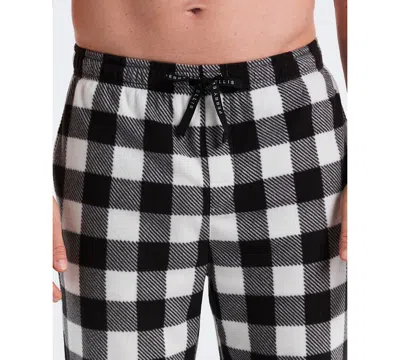 Perry Ellis Portfolio Men's Fleece Buffalo Plaid Print Sleep Pants In Black