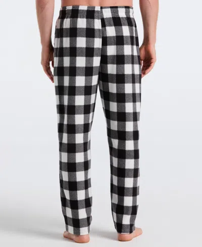 Perry Ellis Portfolio Men's Fleece Buffalo Plaid Print Sleep Pants In Black