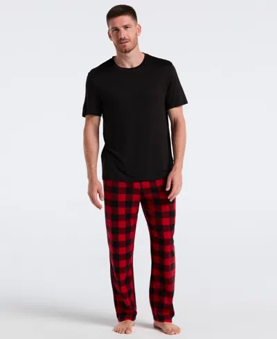 Perry Ellis Portfolio Men's Fleece Buffalo Plaid Print Sleep Pants In Red