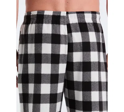 Perry Ellis Portfolio Men's Fleece Buffalo Plaid Print Sleep Pants In Black