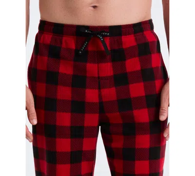 Perry Ellis Portfolio Men's Fleece Buffalo Plaid Print Sleep Pants In Red