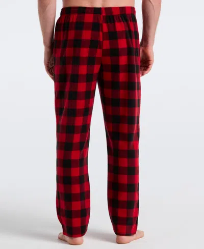 Perry Ellis Portfolio Men's Fleece Buffalo Plaid Print Sleep Pants In Red