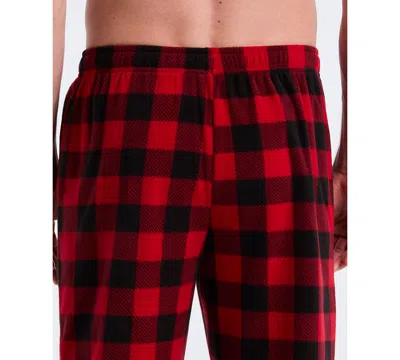 Perry Ellis Portfolio Men's Fleece Buffalo Plaid Print Sleep Pants In Red
