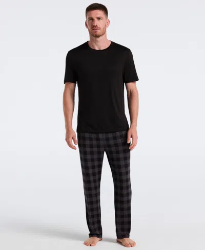 Perry Ellis Portfolio Men's Deluxe Touch Buffalo Plaid Sleep Pants In Black