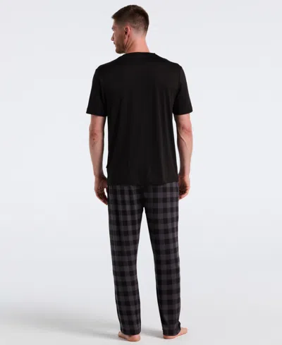 Perry Ellis Portfolio Men's Deluxe Touch Buffalo Plaid Sleep Pants In Black