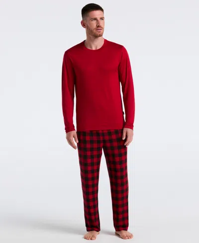 Perry Ellis Portfolio Men's Deluxe Touch Buffalo Plaid Sleep Pant In Red